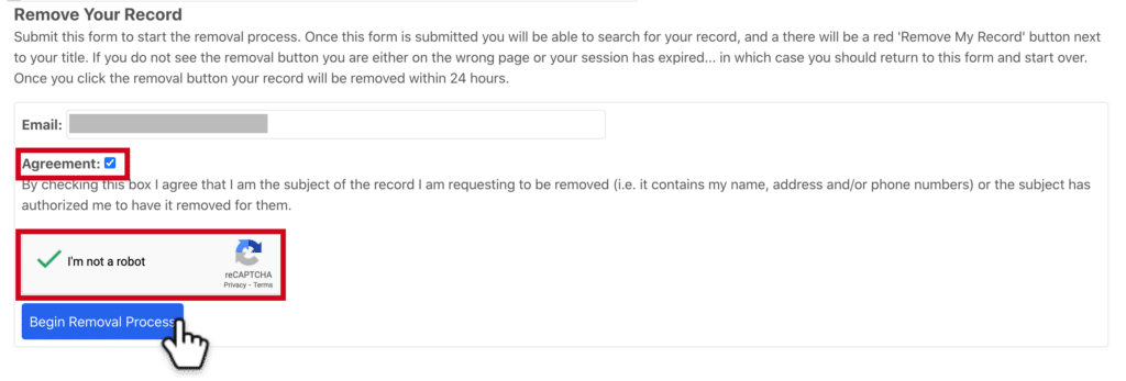 Opt Out of FastBackgroundCheck step 2