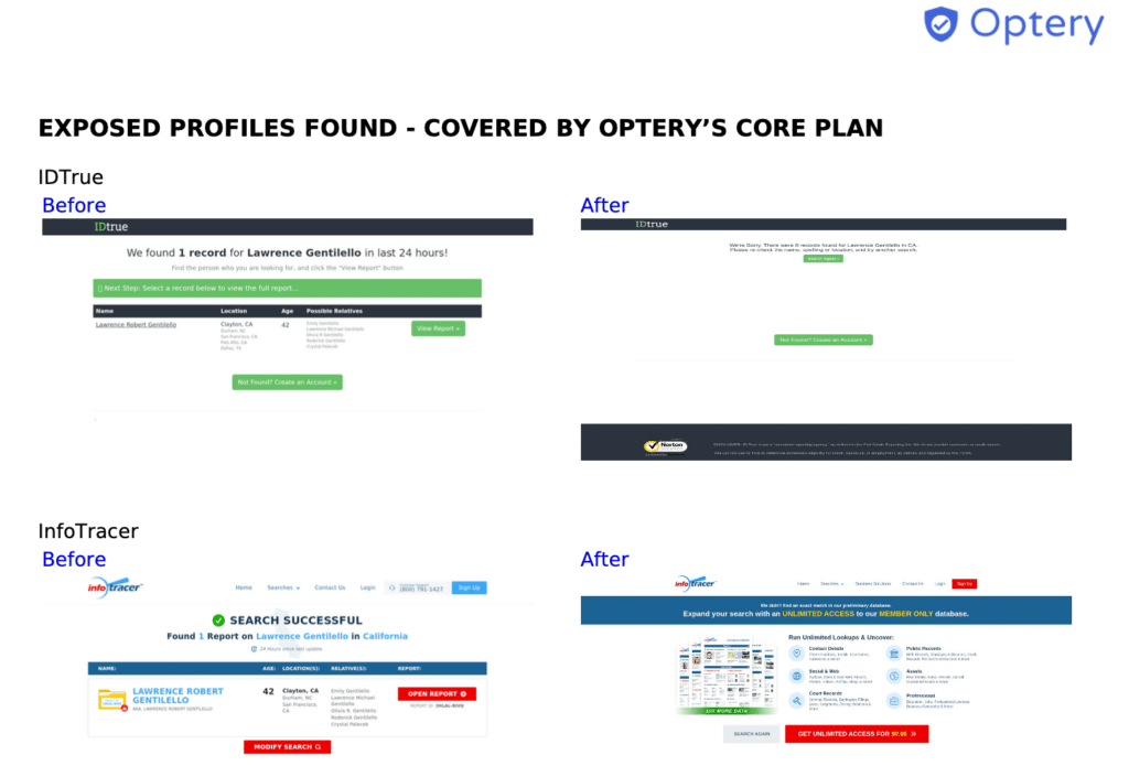 Optery Data Broker Screenshots